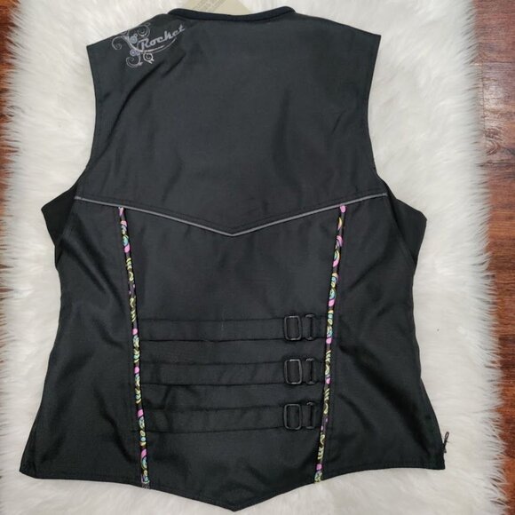 NWT Joe Rocket Black Paisley Accent Zippered Pockets Riding Vest Women's Size M - Picture 3 of 14